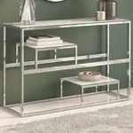Konsolbord silver rostfritt stål och härdat glas