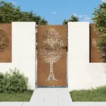 Trädgårdsgrind 85x175 cm rosttrögt stål träddesign