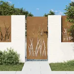 Trädgårdsgrind 85x175 cm rosttrögt stål gräsdesign