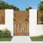 Trädgårdsgrind 105x205 cm rosttrögt stål gräsdesign