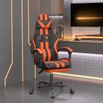 Gamingstol med fotstöd svart och orange konstläder