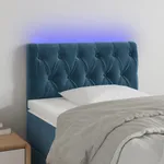 Sänggavel LED mörkblå 80x7x78/88 cm sammet