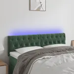 Sänggavel LED mörkgrön 160x7x78/88 cm sammet