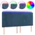 Produktbild 2 för Sänggavel LED mörkblå 200x5x118/128 cm sammet