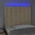 Produktbild 3 för Sänggavel LED gräddvit 80x5x118/128 cm tyg