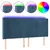 Produktbild 2 för Sänggavel LED mörkblå 183x16x118/128 cm sammet
