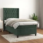 Ramsäng med madrass mörkgrön 80x200 cm sammet