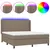 Produktbild 2 för Ramsäng med madrass & LED taupe 180x200 cm tyg