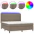 Produktbild 2 för Ramsäng med madrass & LED taupe 180x200 cm tyg