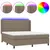 Produktbild 2 för Ramsäng med madrass & LED taupe 180x200 cm tyg
