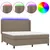 Produktbild 2 för Ramsäng med madrass & LED taupe 160x200 cm tyg