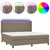 Produktbild 2 för Ramsäng med madrass & LED taupe 200x200 cm tyg