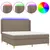 Produktbild 2 för Ramsäng med madrass & LED taupe 160x200 cm tyg