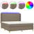 Produktbild 2 för Ramsäng med madrass & LED taupe 180x200 cm tyg