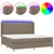 Produktbild 2 för Ramsäng med madrass & LED taupe 200x200 cm tyg