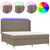 Produktbild 2 för Ramsäng med madrass & LED taupe 180x200 cm tyg