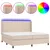 Produktbild 2 för Ramsäng med bäddmadrass & LED cappuccino 200x200 cm konstläder