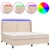 Produktbild 2 för Ramsäng med bäddmadrass & LED cappuccino 200x200 cm konstläder