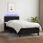 Ramsäng med madrass & LED svart 100x200 cm tyg 