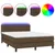 Produktbild 2 för Ramsäng med madrass & LED mörkbrun 140x190 cm tyg