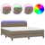Produktbild 2 för Ramsäng med madrass & LED taupe 180x200 cm tyg