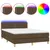 Produktbild 2 för Ramsäng med madrass & LED mörkbrun 140x190 cm tyg