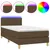 Produktbild 2 för Ramsäng med madrass & LED mörkbrun 90x190 cm tyg