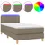 Produktbild 2 för Ramsäng med madrass & LED taupe 90x190 cm tyg