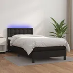 Ramsäng med madrass & LED svart 80x200 cm konstläder