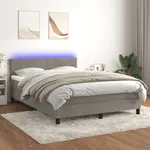 Ramsäng med madrass & LED ljusgrå 140x200 cm sammet