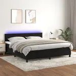 Ramsäng med madrass & LED svart 160x200 cm sammet