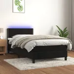 Ramsäng med madrass & LED svart 80x200 cm sammet