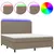 Produktbild 2 för Ramsäng med madrass & LED taupe 160x200 cm tyg