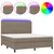 Produktbild 2 för Ramsäng med madrass & LED taupe 180x200 cm tyg