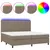 Produktbild 2 för Ramsäng med madrass & LED taupe 200x200 cm tyg