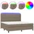 Produktbild 2 för Ramsäng med madrass & LED taupe 200x200 cm tyg