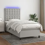 Ramsäng med madrass & LED ljusgrå 100x200 cm tyg