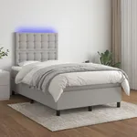 Ramsäng med madrass & LED ljusgrå 120x200 cm tyg