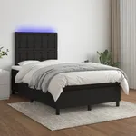 Ramsäng med madrass & LED svart 120x200 cm tyg