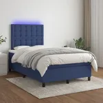 Ramsäng med madrass & LED blå 120x200 cm tyg