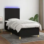 Ramsäng med madrass & LED svart 80x200 cm tyg