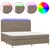 Produktbild 2 för Ramsäng med madrass & LED taupe 200x200 cm tyg