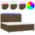 Produktbild 2 för Ramsäng med madrass & LED mörkbrun 200x200 cm tyg