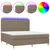 Produktbild 2 för Ramsäng med madrass & LED taupe 160x200 cm tyg