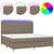Produktbild 2 för Ramsäng med madrass & LED taupe 200x200 cm tyg