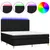 Produktbild 2 för Ramsäng med madrass & LED svart 180x200 cm tyg