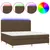 Produktbild 2 för Ramsäng med madrass & LED mörkbrun 200x200 cm tyg