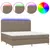 Produktbild 2 för Ramsäng med madrass & LED taupe 200x200 cm tyg