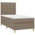 Produktbild 3 för Ramsäng med madrass & LED taupe 90x190 cm tyg