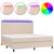 Produktbild 2 för Ramsäng med bäddmadrass & LED cappuccino 200x200 cm konstläder